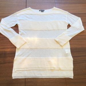 Vince White Striped Wool Sweater